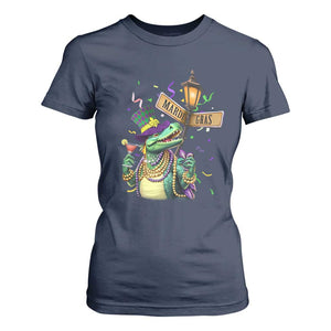 Bead Dinosaur Funny Mardi Grawr Gras T Shirt For Women TS09 Navy Print Your Wear