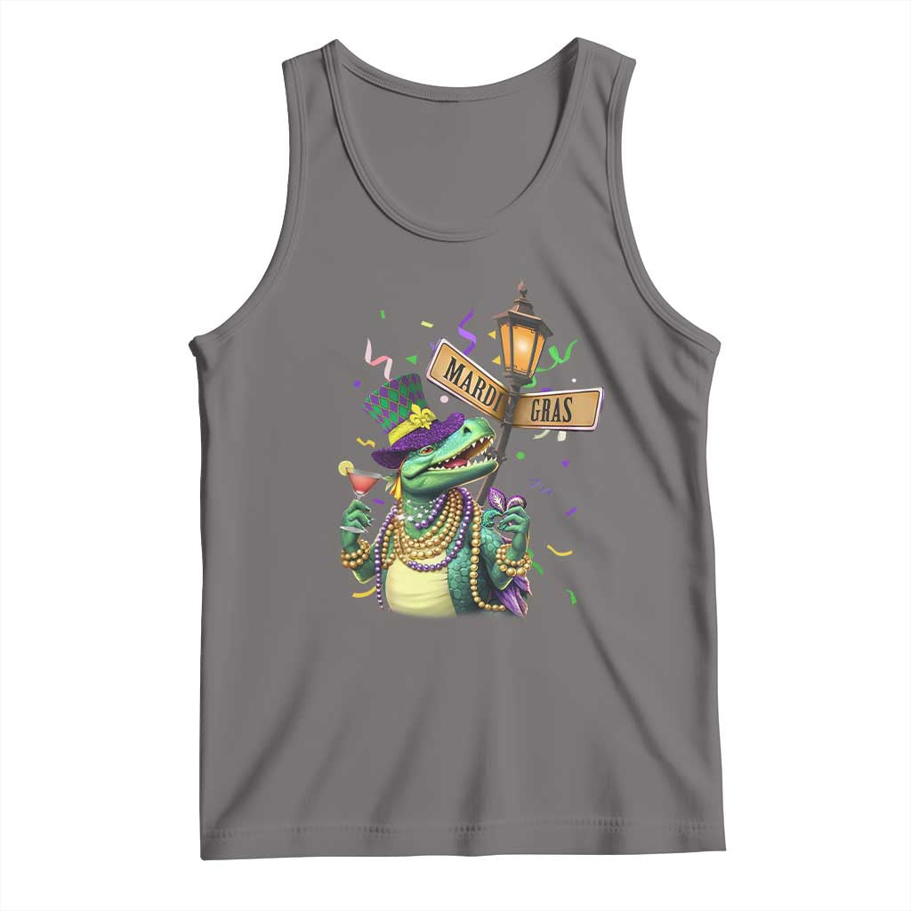 Bead Dinosaur Funny Mardi Grawr Gras Tank Top TS09 Deep Heather Print Your Wear