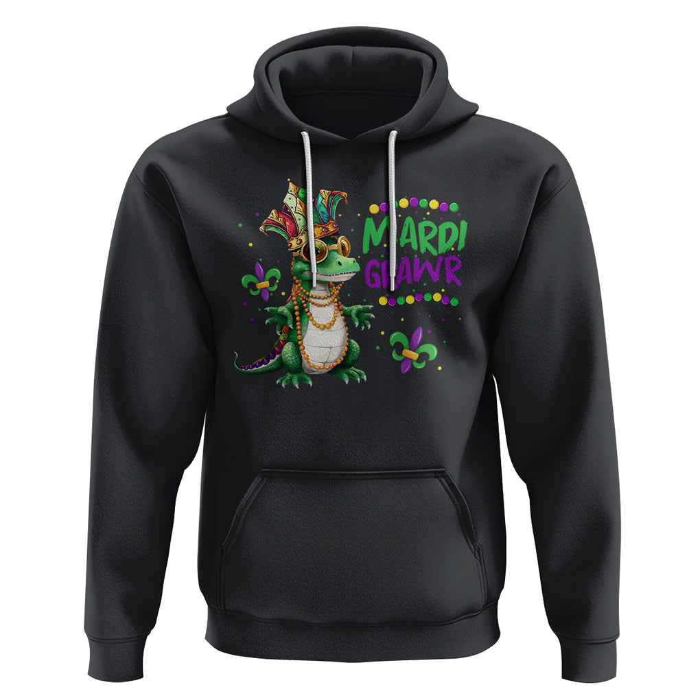 Mardi Grawr Gras Cute Bead Dinosaur Hoodie TS09 Black Printyourwear