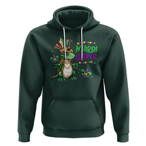 Mardi Grawr Gras Cute Bead Dinosaur Hoodie TS09 Dark Forest Green Printyourwear