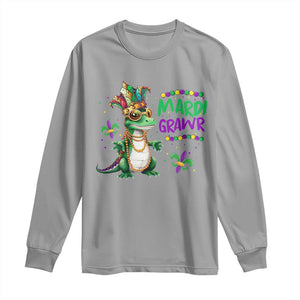 Mardi Grawr Gras Cute Bead Dinosaur Long Sleeve Shirt TS09 Sport Gray Print Your Wear