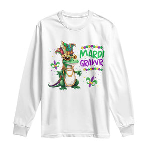 Mardi Grawr Gras Cute Bead Dinosaur Long Sleeve Shirt TS09 White Print Your Wear