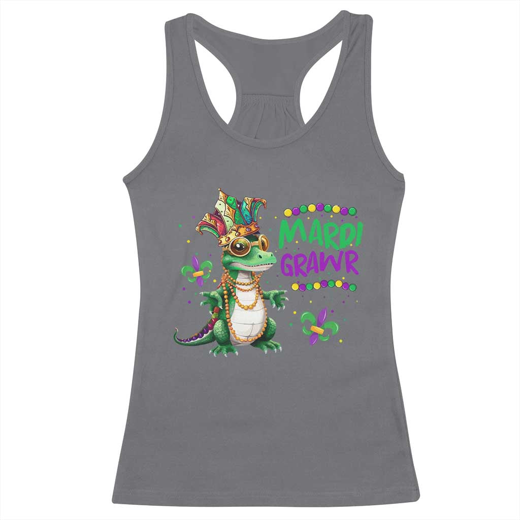 Mardi Grawr Gras Cute Bead Dinosaur Racerback Tank Top TS09 Charcoal Print Your Wear