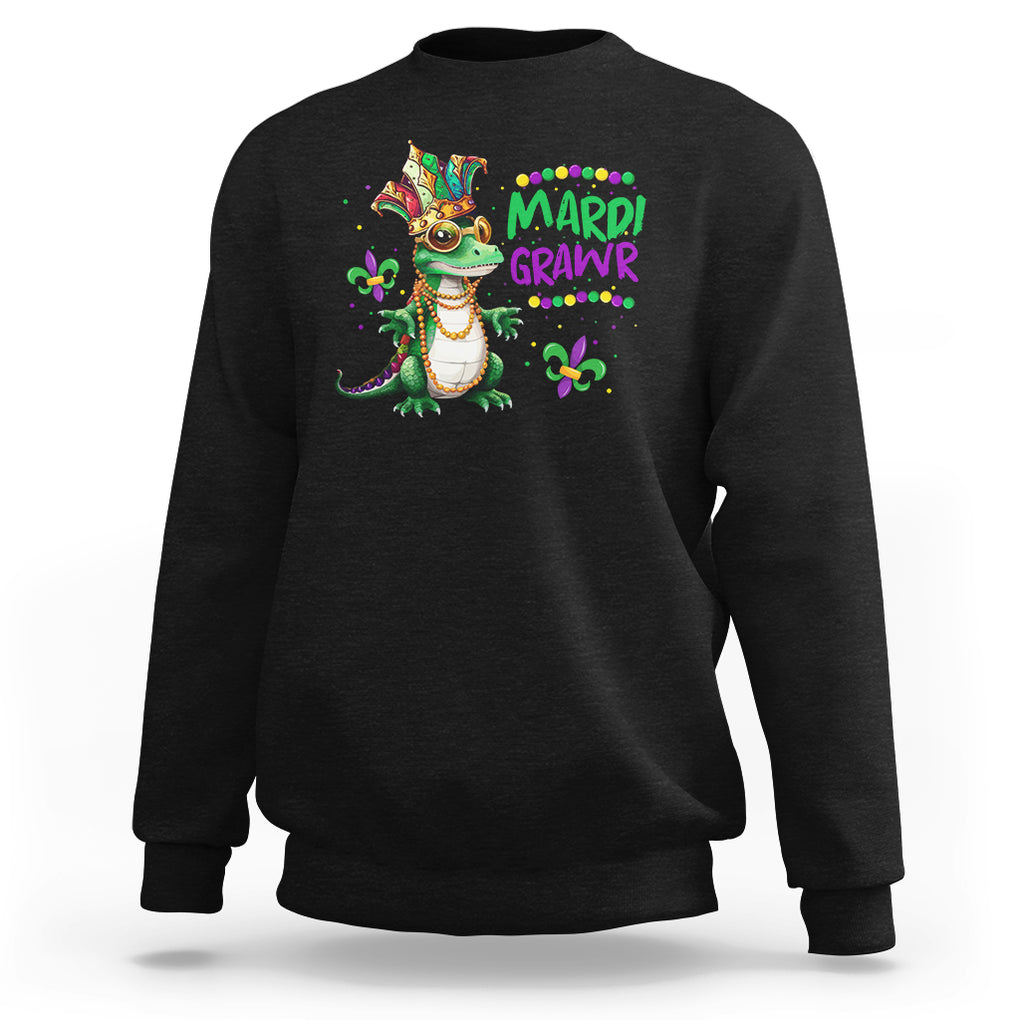 Mardi Grawr Gras Cute Bead Dinosaur Sweatshirt TS09 Black Printyourwear