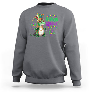 Mardi Grawr Gras Cute Bead Dinosaur Sweatshirt TS09 Charcoal Printyourwear