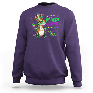 Mardi Grawr Gras Cute Bead Dinosaur Sweatshirt TS09 Purple Printyourwear