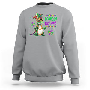 Mardi Grawr Gras Cute Bead Dinosaur Sweatshirt TS09 Sport Gray Printyourwear