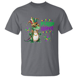 Mardi Grawr Gras Cute Bead Dinosaur T Shirt TS09 Charcoal Printyourwear