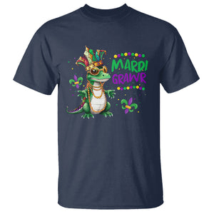 Mardi Grawr Gras Cute Bead Dinosaur T Shirt TS09 Navy Printyourwear