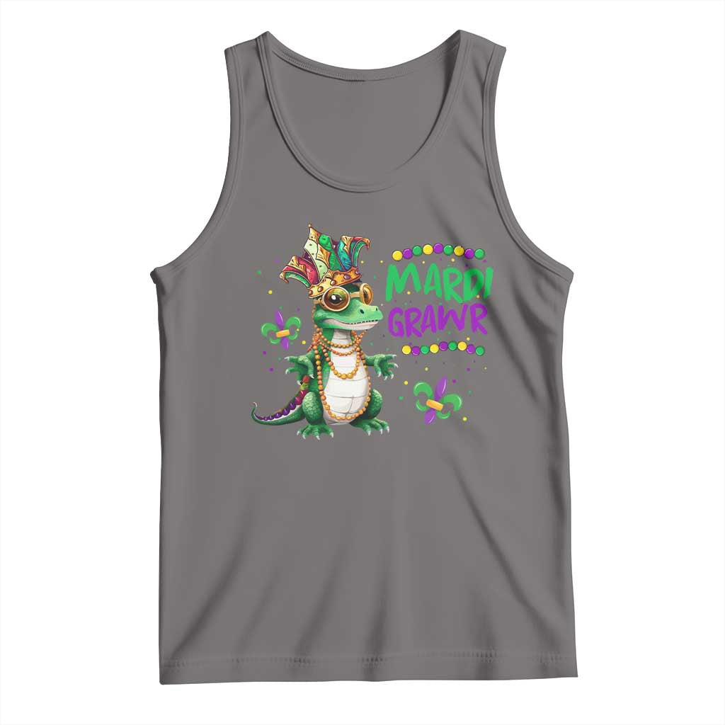 Mardi Grawr Gras Cute Bead Dinosaur Tank Top TS09 Deep Heather Print Your Wear