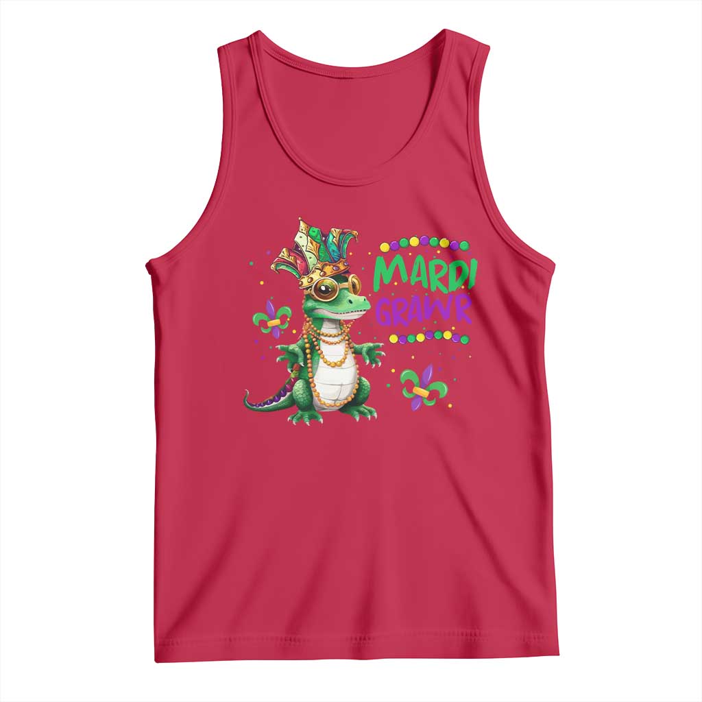 Mardi Grawr Gras Cute Bead Dinosaur Tank Top TS09 Red Print Your Wear