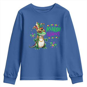 Mardi Grawr Gras Cute Bead Dinosaur Youth Sweatshirt TS09 Royal Blue Print Your Wear
