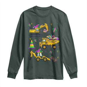 Mardi Gras Long Sleeve Shirt Jester Construction Vehicle Truck Fat Tuesday New Orleans TS09 Dark Forest Green Print Your Wear