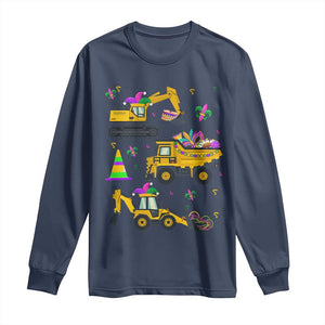 Mardi Gras Long Sleeve Shirt Jester Construction Vehicle Truck Fat Tuesday New Orleans TS09 Navy Print Your Wear