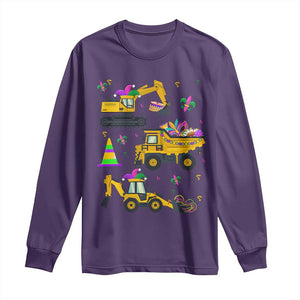 Mardi Gras Long Sleeve Shirt Jester Construction Vehicle Truck Fat Tuesday New Orleans TS09 Purple Print Your Wear