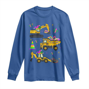 Mardi Gras Long Sleeve Shirt Jester Construction Vehicle Truck Fat Tuesday New Orleans TS09 Royal Blue Print Your Wear