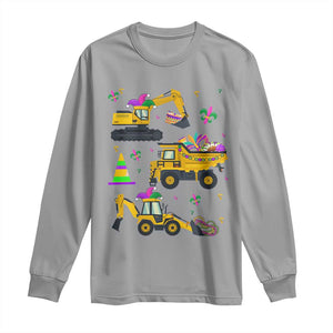 Mardi Gras Long Sleeve Shirt Jester Construction Vehicle Truck Fat Tuesday New Orleans TS09 Sport Gray Print Your Wear