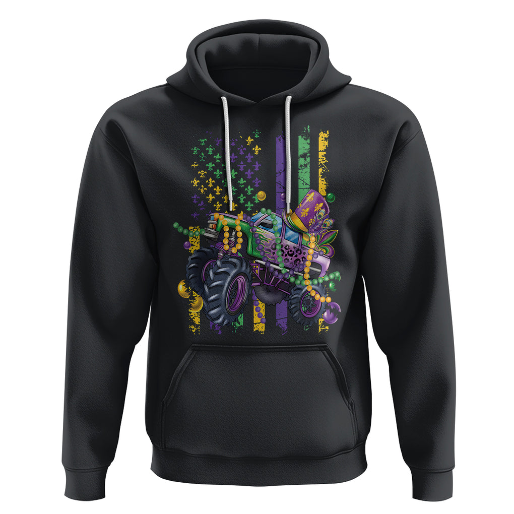 Mardi Gras Monster Truck Beads Flag Hoodie TS09 Black Printyourwear