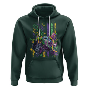 Mardi Gras Monster Truck Beads Flag Hoodie TS09 Dark Forest Green Printyourwear