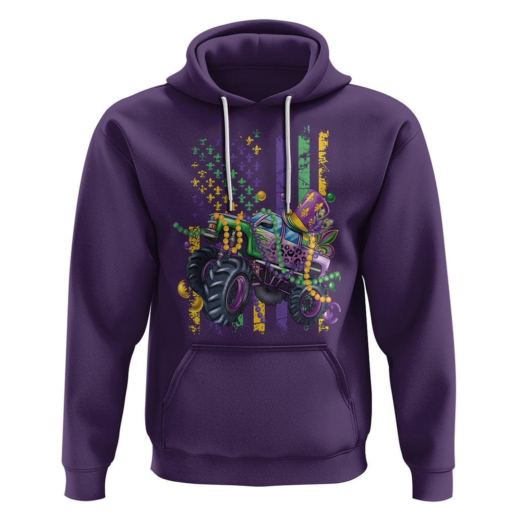 Mardi Gras Monster Truck Beads Flag Hoodie TS09 Purple Printyourwear