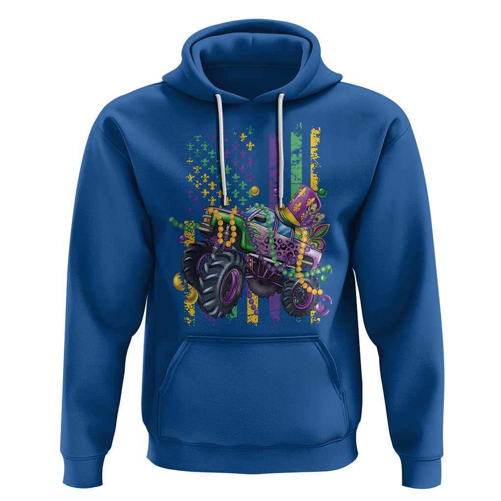 Mardi Gras Monster Truck Beads Flag Hoodie TS09 Royal Blue Printyourwear