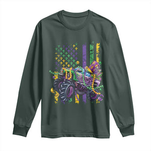 Mardi Gras Monster Truck Beads Flag Long Sleeve Shirt TS09 Dark Forest Green Print Your Wear