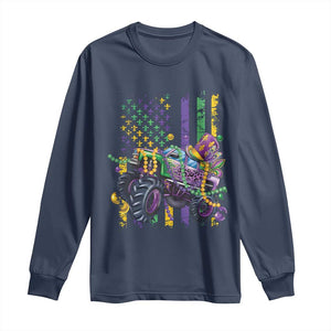 Mardi Gras Monster Truck Beads Flag Long Sleeve Shirt TS09 Navy Print Your Wear