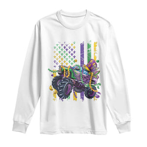 Mardi Gras Monster Truck Beads Flag Long Sleeve Shirt TS09 White Print Your Wear