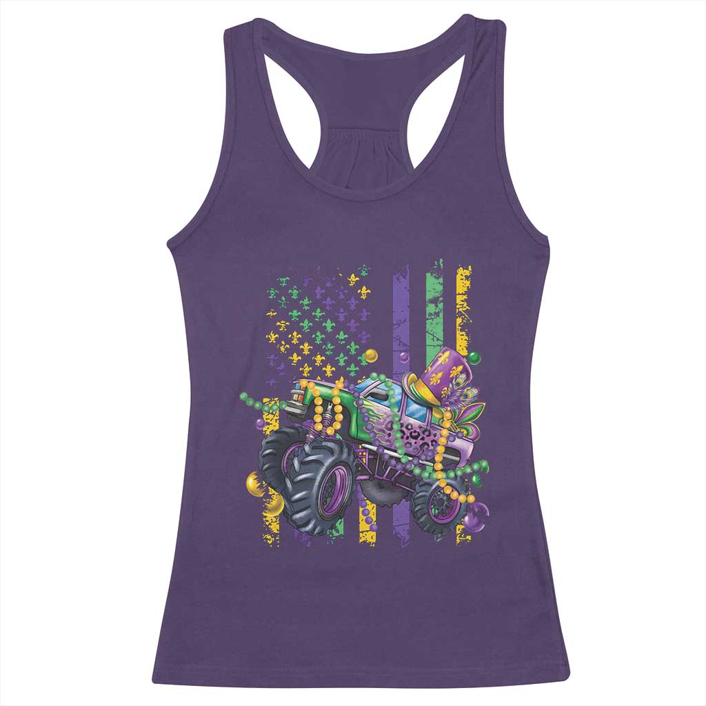 Mardi Gras Monster Truck Beads Flag Racerback Tank Top TS09 Purple Print Your Wear