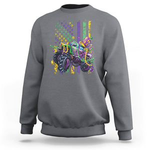 Mardi Gras Monster Truck Beads Flag Sweatshirt TS09 Charcoal Printyourwear