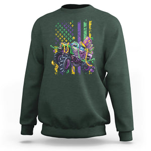 Mardi Gras Monster Truck Beads Flag Sweatshirt TS09 Dark Forest Green Printyourwear