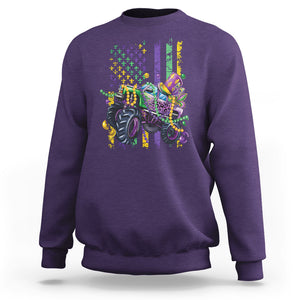Mardi Gras Monster Truck Beads Flag Sweatshirt TS09 Purple Printyourwear
