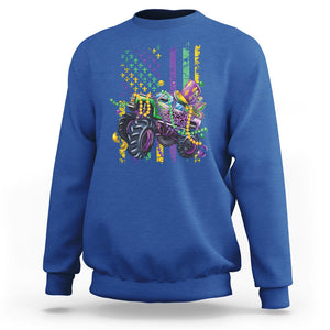 Mardi Gras Monster Truck Beads Flag Sweatshirt TS09 Royal Blue Printyourwear
