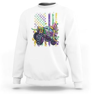 Mardi Gras Monster Truck Beads Flag Sweatshirt TS09 White Printyourwear