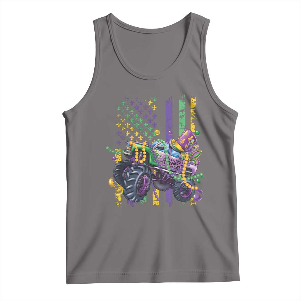 Mardi Gras Monster Truck Beads Flag Tank Top TS09 Deep Heather Print Your Wear