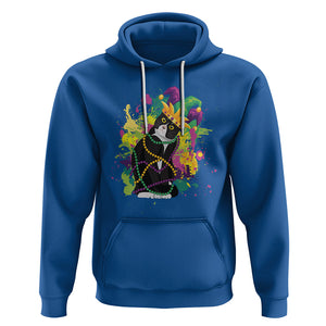 Mardi Gras Funny Tuxedo Cat Meme Beads Hoodie TS09 Royal Blue Printyourwear