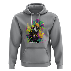 Mardi Gras Funny Tuxedo Cat Meme Beads Hoodie TS09 Sport Gray Printyourwear