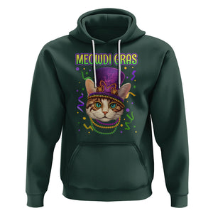 Meowdi Gras Cool Cat Jester Bead Fat Tuesday Hoodie TS09 Dark Forest Green Printyourwear