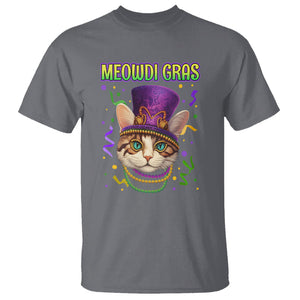 Meowdi Gras Cool Cat Jester Bead Fat Tuesday T Shirt TS09 Charcoal Printyourwear