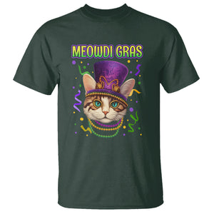 Meowdi Gras Cool Cat Jester Bead Fat Tuesday T Shirt TS09 Dark Forest Green Printyourwear