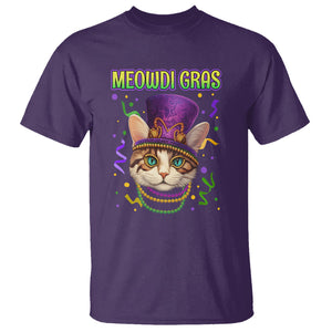 Meowdi Gras Cool Cat Jester Bead Fat Tuesday T Shirt TS09 Purple Printyourwear