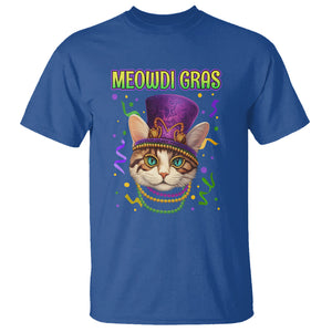 Meowdi Gras Cool Cat Jester Bead Fat Tuesday T Shirt TS09 Royal Blue Printyourwear