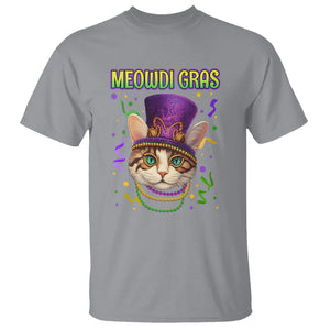 Meowdi Gras Cool Cat Jester Bead Fat Tuesday T Shirt TS09 Sport Gray Printyourwear