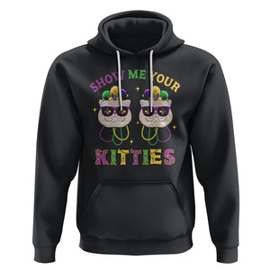 Mardi Gras Hoodie Show Me Your Kitties Cute Cat Masked Jester Hat Bead TS09 Black Printyourwear