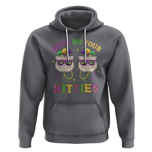 Mardi Gras Hoodie Show Me Your Kitties Cute Cat Masked Jester Hat Bead TS09 Charcoal Printyourwear