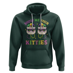 Mardi Gras Hoodie Show Me Your Kitties Cute Cat Masked Jester Hat Bead TS09 Dark Forest Green Printyourwear