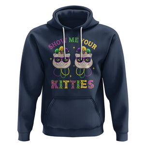 Mardi Gras Hoodie Show Me Your Kitties Cute Cat Masked Jester Hat Bead TS09 Navy Printyourwear