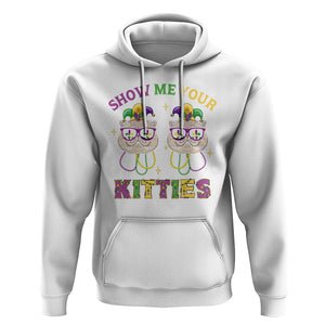 Mardi Gras Hoodie Show Me Your Kitties Cute Cat Masked Jester Hat Bead TS09 White Printyourwear