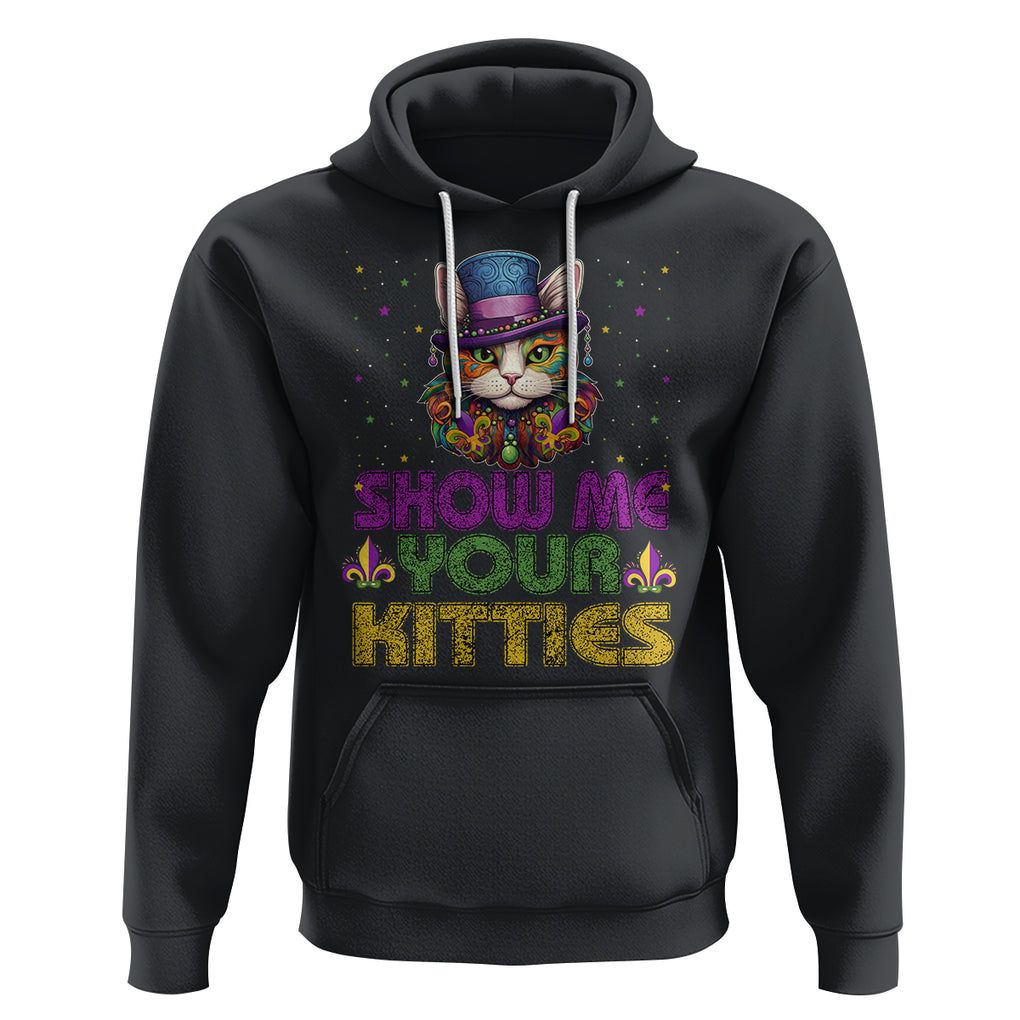 Mardi Gras Hoodie Show Me Your Kitties Cool Cat Jester Hat Bead TS09 Black Printyourwear