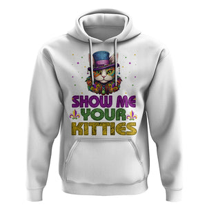 Mardi Gras Hoodie Show Me Your Kitties Cool Cat Jester Hat Bead TS09 White Printyourwear